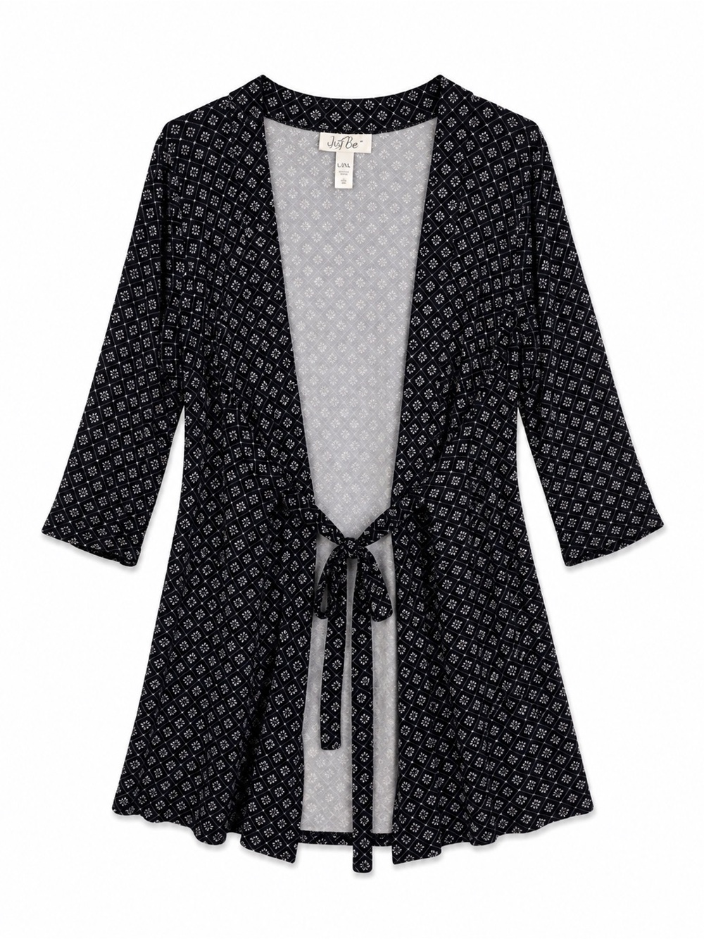 just be Black Diamond-Print Tie-Front Robe